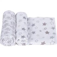 Miracle Blanket MiracleWare Muslin Swaddle Blanket 2 Pack (Grey Elephants & Grey Stars)