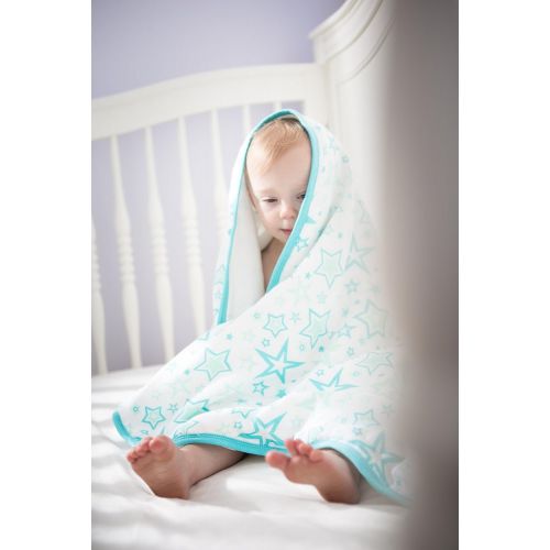  Miracle Blanket Miracle Baby Muslin Serenity Blanket, Aqua Stars