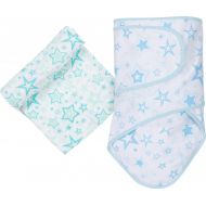 Miracle Blanket & Matching Muslin Swaddle Set (Aqua Stars)