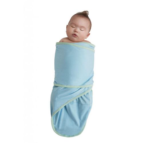  Miracle Blanket Swaddle for Baby Boys, Blue with Green Trim
