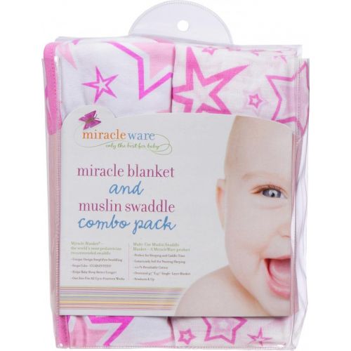  Miracle Blanket & Matching Muslin Swaddle Set (Pink Stars)
