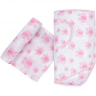 MiracleWare Muslin Swaddle Blanket and Miracle Blanket Set, Pink Elephant