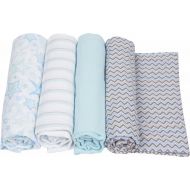 MiracleWare Muslin Swaddle Blanket, Blue Chevron Collection, 4 Piece