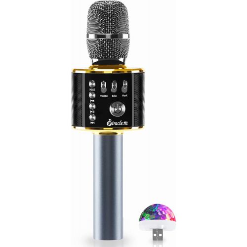  [아마존베스트]Miracle,m Wireless Bluetooth Karaoke Microphone, Cool Options, Portable Handheld Mic & Speaker for Christmas, Birthdays, Home Parties, Android/iPhone/PC, car Accessories, MIRACLE-M MIC from