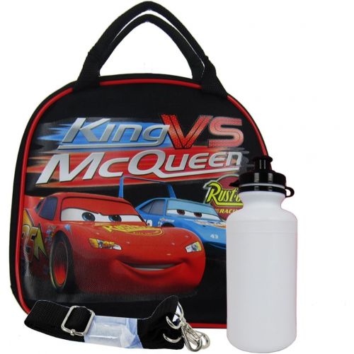 디즈니 [아마존베스트]Disney Cars Insulated Lunch Bag & Water Bottle w/ Strap (Black)