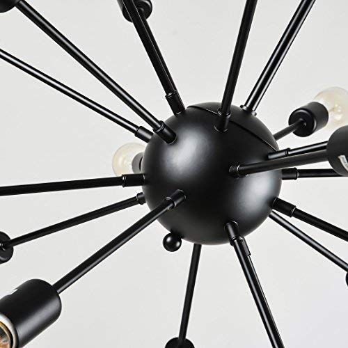 Mirrea mirrea Vintage Metal Large Dimmable Sputnik Chandelier with 18 Lights, Black Painted
