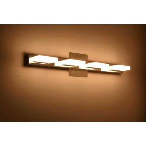  Mirrea mirrea 24in Modern LED Vanity Light in 4 Lights Stainless Steel and Acrylic 21w Warm White 3000K