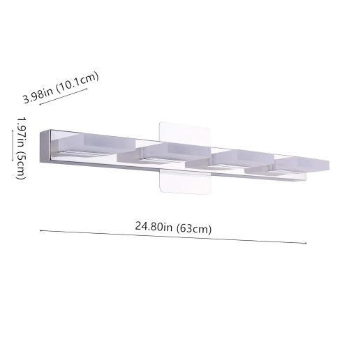  Mirrea mirrea 24in Modern LED Vanity Light in 4 Lights Stainless Steel and Acrylic 21w Warm White 3000K