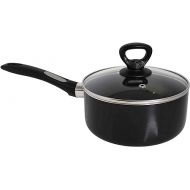 Mirro A79721 Get A Grip Aluminum Nonstick Sauce Pan with Glass Lid Cover Cookware, 1-Quart, Black -