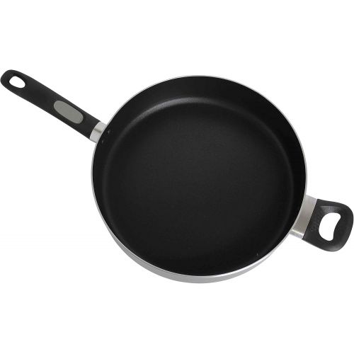  Mirro A79782 Get A Grip Aluminum Nonstick Jumbo Cooker Deep Fry Pan with Glass Lid Cover Cookware, 12-Inch, Black