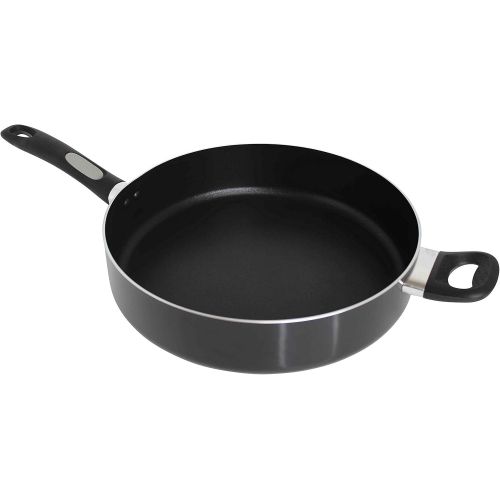  Mirro A79782 Get A Grip Aluminum Nonstick Jumbo Cooker Deep Fry Pan with Glass Lid Cover Cookware, 12-Inch, Black