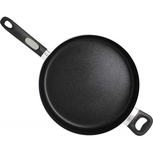  Mirro A79782 Get A Grip Aluminum Nonstick Jumbo Cooker Deep Fry Pan with Glass Lid Cover Cookware, 12-Inch, Black