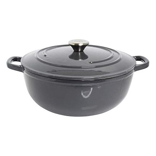  [아마존베스트]Mirro MIR-19059 4.8 Quart Cast Iron White Enamel Coated Interior Dutch Oven, Grey, Ready to Use