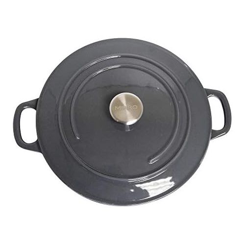  [아마존베스트]Mirro MIR-19059 4.8 Quart Cast Iron White Enamel Coated Interior Dutch Oven, Grey, Ready to Use