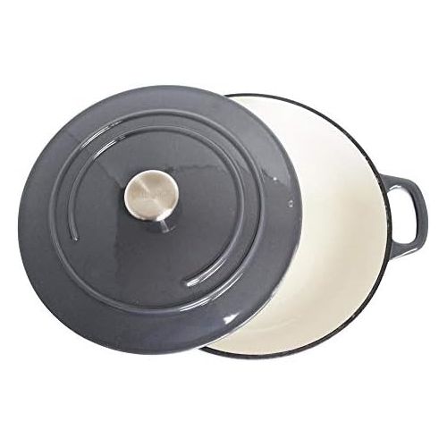  [아마존베스트]Mirro MIR-19059 4.8 Quart Cast Iron White Enamel Coated Interior Dutch Oven, Grey, Ready to Use