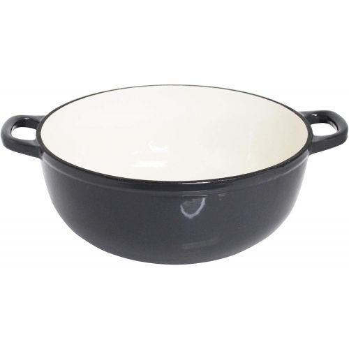  [아마존베스트]Mirro MIR-19059 4.8 Quart Cast Iron White Enamel Coated Interior Dutch Oven, Grey, Ready to Use