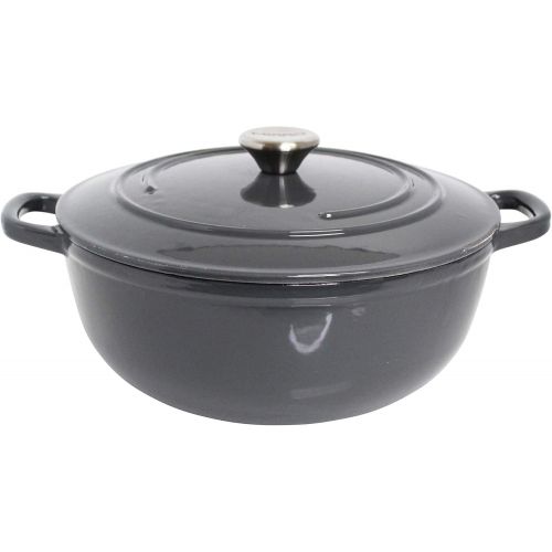  [아마존베스트]Mirro MIR-19059 4.8 Quart Cast Iron White Enamel Coated Interior Dutch Oven, Grey, Ready to Use