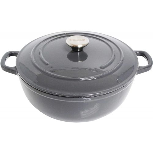  [아마존베스트]Mirro MIR-19059 4.8 Quart Cast Iron White Enamel Coated Interior Dutch Oven, Grey, Ready to Use