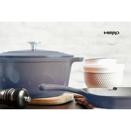  [아마존베스트]Mirro MIR-19059 4.8 Quart Cast Iron White Enamel Coated Interior Dutch Oven, Grey, Ready to Use