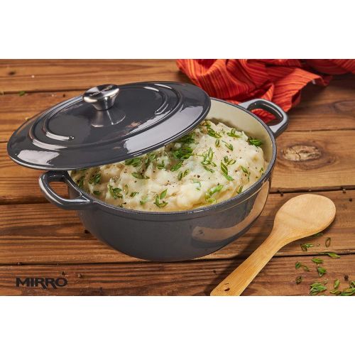  [아마존베스트]Mirro MIR-19059 4.8 Quart Cast Iron White Enamel Coated Interior Dutch Oven, Grey, Ready to Use