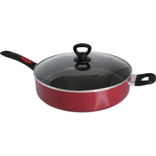  [아마존베스트]Mirro A79682 Get A Grip Aluminum Nonstick Jumbo Cooker Deep Fry Pan with Glass Lid Cover Cookware, 12-Inch