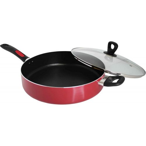  [아마존베스트]Mirro A79682 Get A Grip Aluminum Nonstick Jumbo Cooker Deep Fry Pan with Glass Lid Cover Cookware, 12-Inch