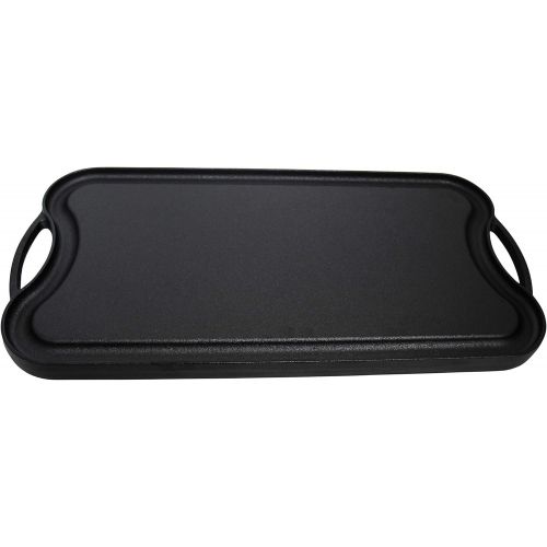  [아마존베스트]Mirro Pre-Seasoned Cast Iron Reversible Grill/Griddle, 20 x 10.5, Black