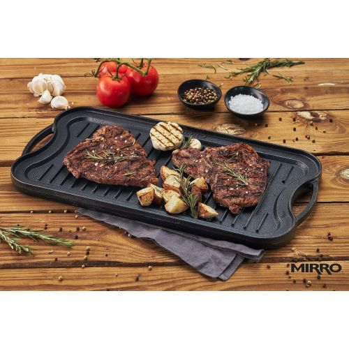  [아마존베스트]Mirro Pre-Seasoned Cast Iron Reversible Grill/Griddle, 20 x 10.5, Black