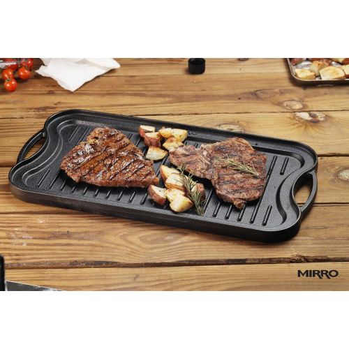  [아마존베스트]Mirro Pre-Seasoned Cast Iron Reversible Grill/Griddle, 20 x 10.5, Black