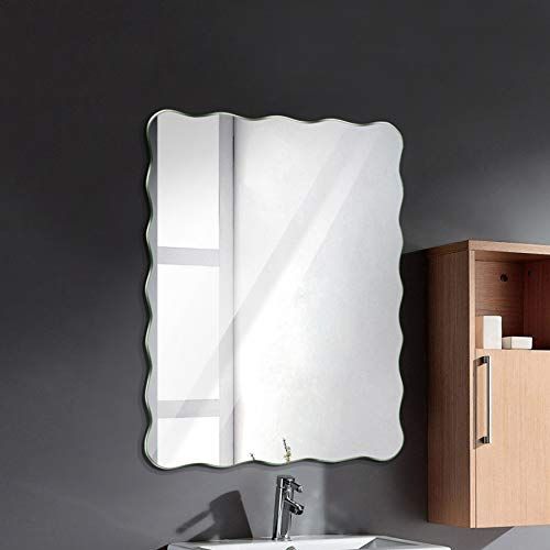  Mirror / Wall Mounted Bathroom Frameless Vanity Wave Shape Edge (Size : 4560cm)