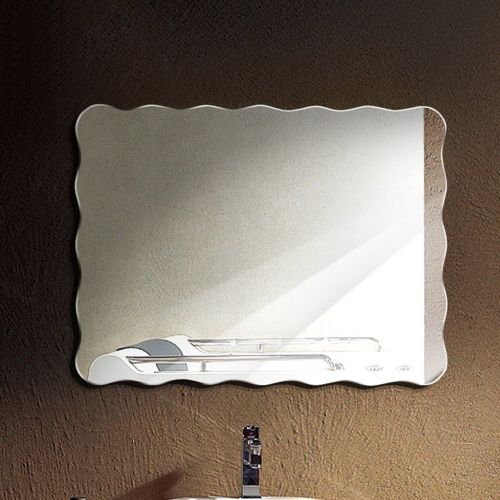  Mirror / Wall Mounted Bathroom Frameless Vanity Wave Shape Edge (Size : 4560cm)