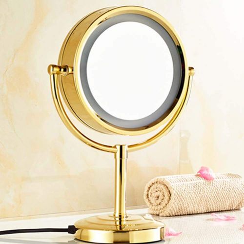  Mirror 3x/5x/7x/10x Magnified LED Lighted Makeup, Double Sided Round Magnifying Tabletop, Countertop Vanity MirrorIdeal for Makeup, Shaving, Home,Gold,10x