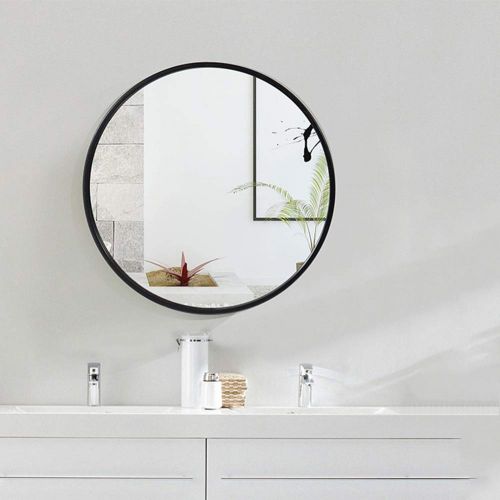  Mirror-Make-up, Wall-Mounted Bathroom, Home Porch Round/Wrought Iron Border (Color : White, Size : 6060cm)