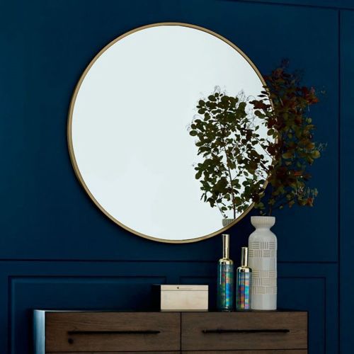  Mirror Nordic metal wall-mounted round bathroom iron wall-mounted bedroom dresser makeup multi-size optional (Size : 7070cm)