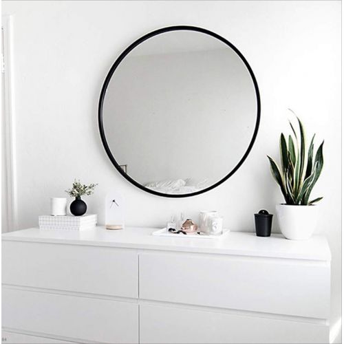  Mirror Bathroom, Wall-Mounted Round Vanity with Metal Frame, Nordic Minimalist Style, Clear Image