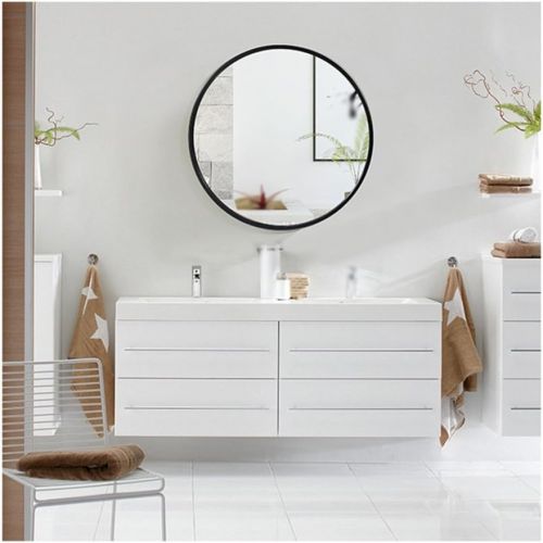  Mirror Bathroom Bathroom Makeup Circular Wall Hanging/European Washing 40/50/60/70cm (Color : Black, Size : 70cm)