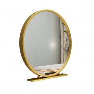 Mirror Nordic Wrought Iron Single-Sided Round Desktop Bedroom Desktop Princess Dressing Beauty (Color : Gold, Size : 40cm)