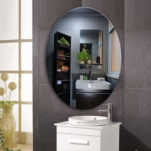  Mirror Oval Bathroom, European Hotel Restaurant Toilet Wall Mounted, Borderless HD Vanity (Size : 4060cm)