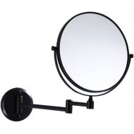 Mirror Folding Makeup, Wall-Mounted Magnifying Makeup, Matte Black Double-Sided HD 360° Rotating Retractable Bathroom ZDDAB