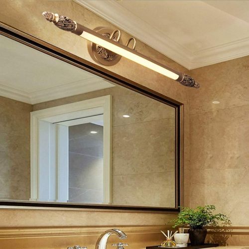  Mirror light LED Picture Light, Retro Simple Bathroom Dressing Table Anti-Fog Mirror Headlight Wall Light Gold (Color : Neutral Light, Size : 55cm)