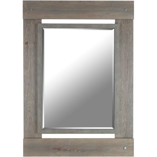  Mirrorize Gray Wash Real Wood Wall Vanity, Hallway, Bathroom, Bedroom | 30x43 (Inner Mirror 20X28)| Rectangle| Large Decorative Bevelled Mirror