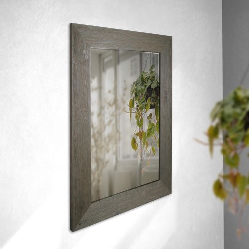  Mirrorize ArtMaison Beveled Hanging Wall Decorative Mirror with Hand Stained Gray Frame, 34-Inch by 46-Inch