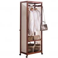 Mirrors Floor Wood Full-Length Landing Mobile Storage Fitting Home Bedroom Coat Rack (Color : Brown, Size : 6044.5170cm)