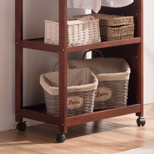  Mirrors Floor Wood Full-Length Landing Mobile Storage Fitting Home Bedroom Coat Rack (Color : Brown, Size : 6044.5170cm)