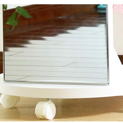  Mirrors Floor Dressing Coat Rack Wooden Fitting Full-Length Moving Floor Without Border 360 ° Rotation (Color : White, Size : 168.54530cm)