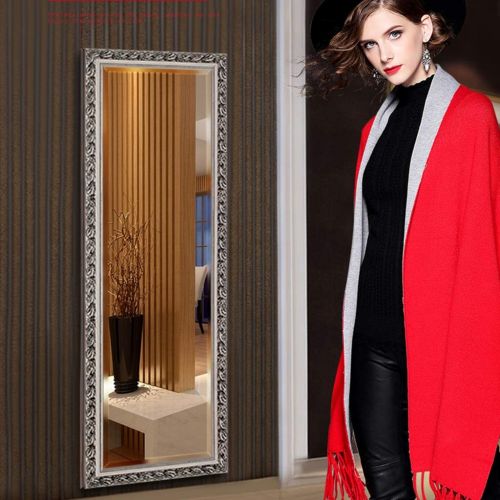  Mirrors Makeup Black Carved Wooden Waterproof Frame Dressing European-Style Floor Full Body Clothing Store Fitting (Color : Black, Size : 50150cm)