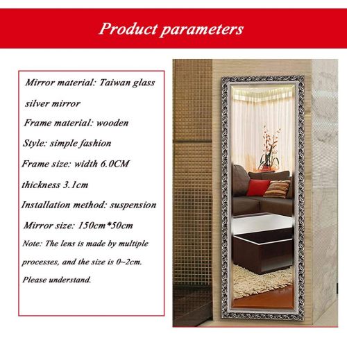  Mirrors Makeup Black Carved Wooden Waterproof Frame Dressing European-Style Floor Full Body Clothing Store Fitting (Color : Black, Size : 50150cm)