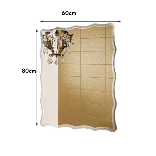  Mirrors Wall-Mounted Wavy Bath Wavy Lace Punch-Free Square Wall Bathroom Wall-Mounted HD Silver Anti-Fog Explosion Gift (Color : Clear, Size : 60x80cm)