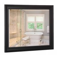 Mirrors Wall-Mounted Luxury Bathroom Retro American Bedroom Wall Hanging Bathroom Decorative Wall Decoration Wall Mounted Fireplace Gift (Color : Black, Size : 60x80cm)