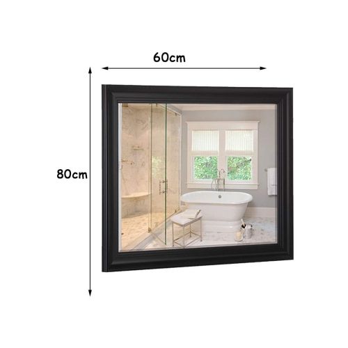  Mirrors Wall-Mounted Luxury Bathroom Retro American Bedroom Wall Hanging Bathroom Decorative Wall Decoration Wall Mounted Fireplace Gift (Color : Black, Size : 60x80cm)